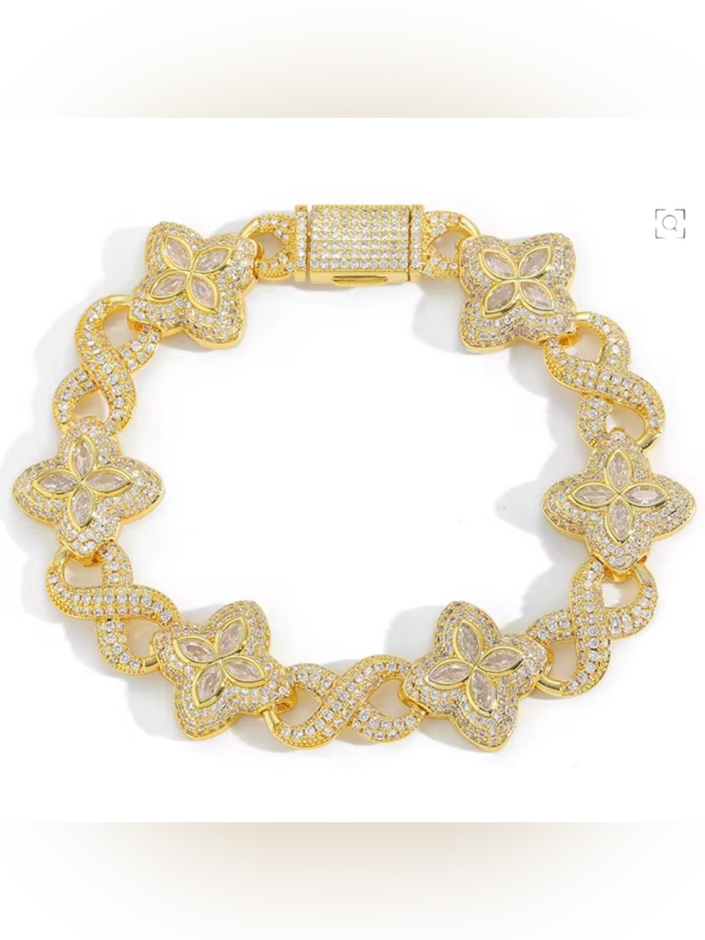 Unisex Floral Moissanite Infinity Link Bracelet